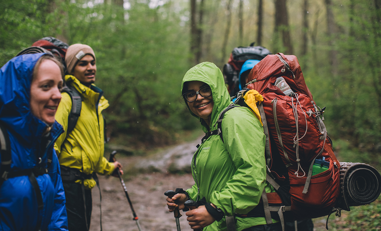 hikers in rain gear